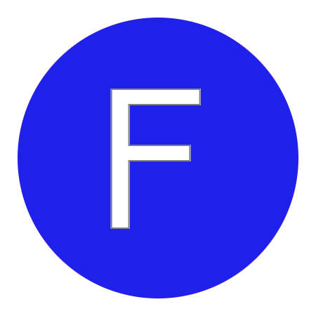 blue circle with the letter F inside